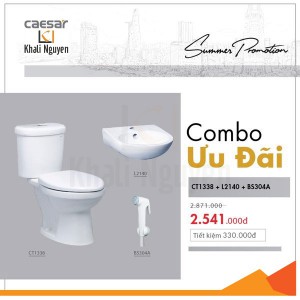 KM Combo bàn cầu kết hợp lavabo vòi xịt - CT1338+L2140+BS304A