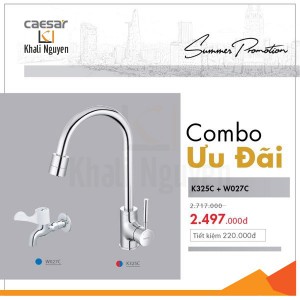 Combo KM Vòi Bếp Nóng Lạnh + Vòi gắn tướng - K325C +W027C