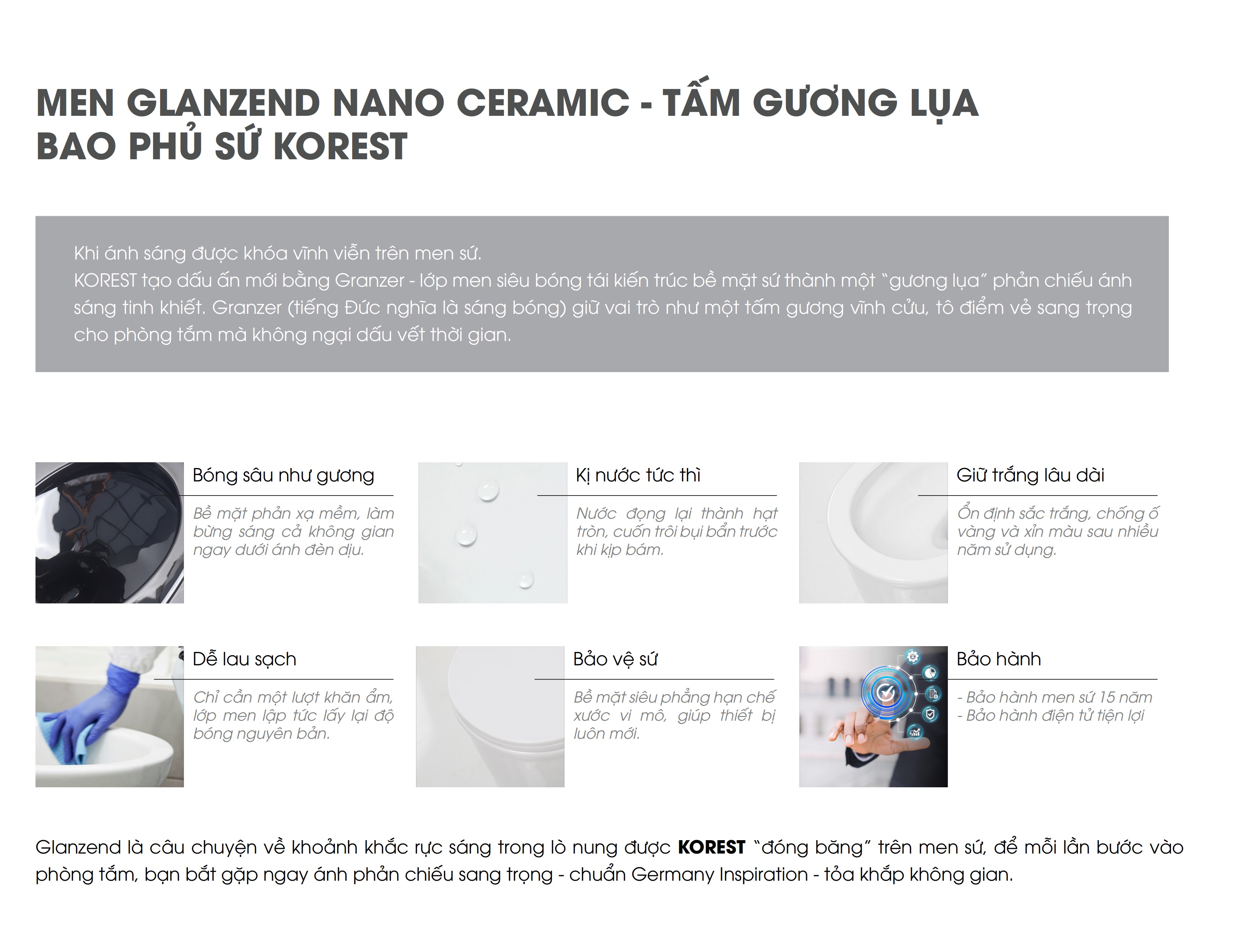 Lớp men Glanzend của bồn cầu Korest