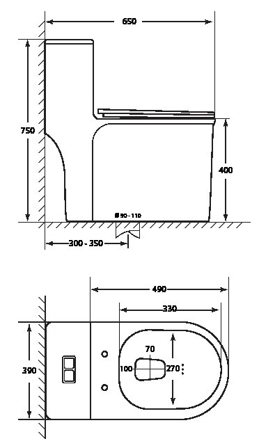 Bản vẽ bồn cầu 1 khối Korest BKR9911