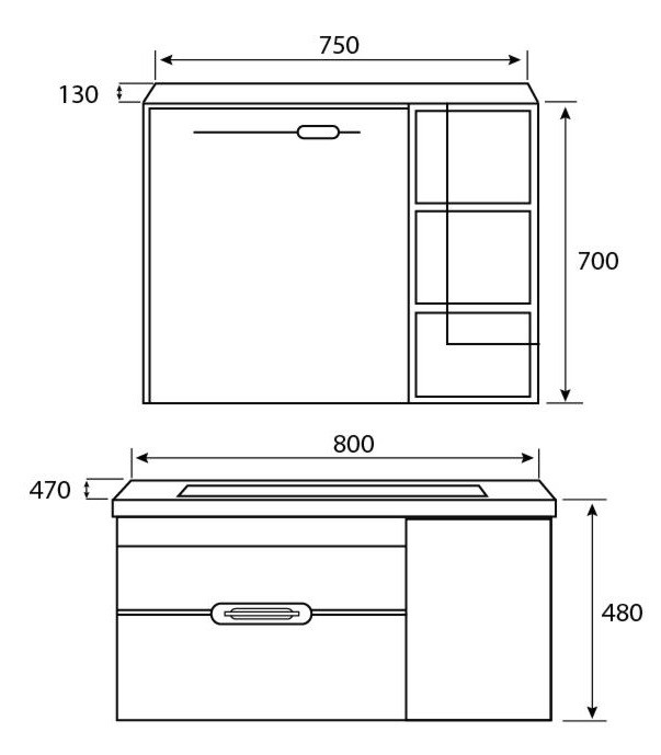 Bản vẽ bộ tủ chậu lavabo Korest CKR-TC8202