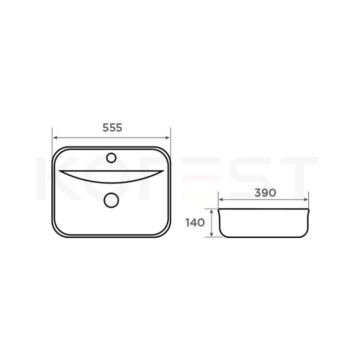 Bản vẽ lavabo đặt bàn Korest CKR7122A
