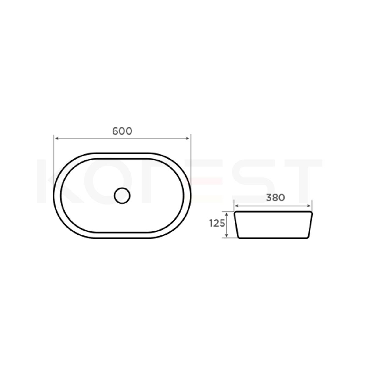 Bản vẽ lavabo đặt bàn Korest CKR7403M