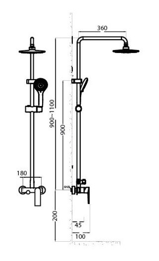 Bản vẽ bộ sen tắm cây Korest K1106