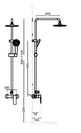 Bản vẽ bộ sen tắm cây Korest K1108