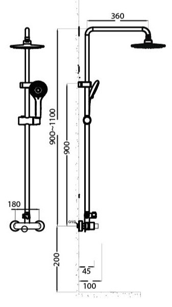 Bản vẽ bộ sen tắm cây Korest K1202