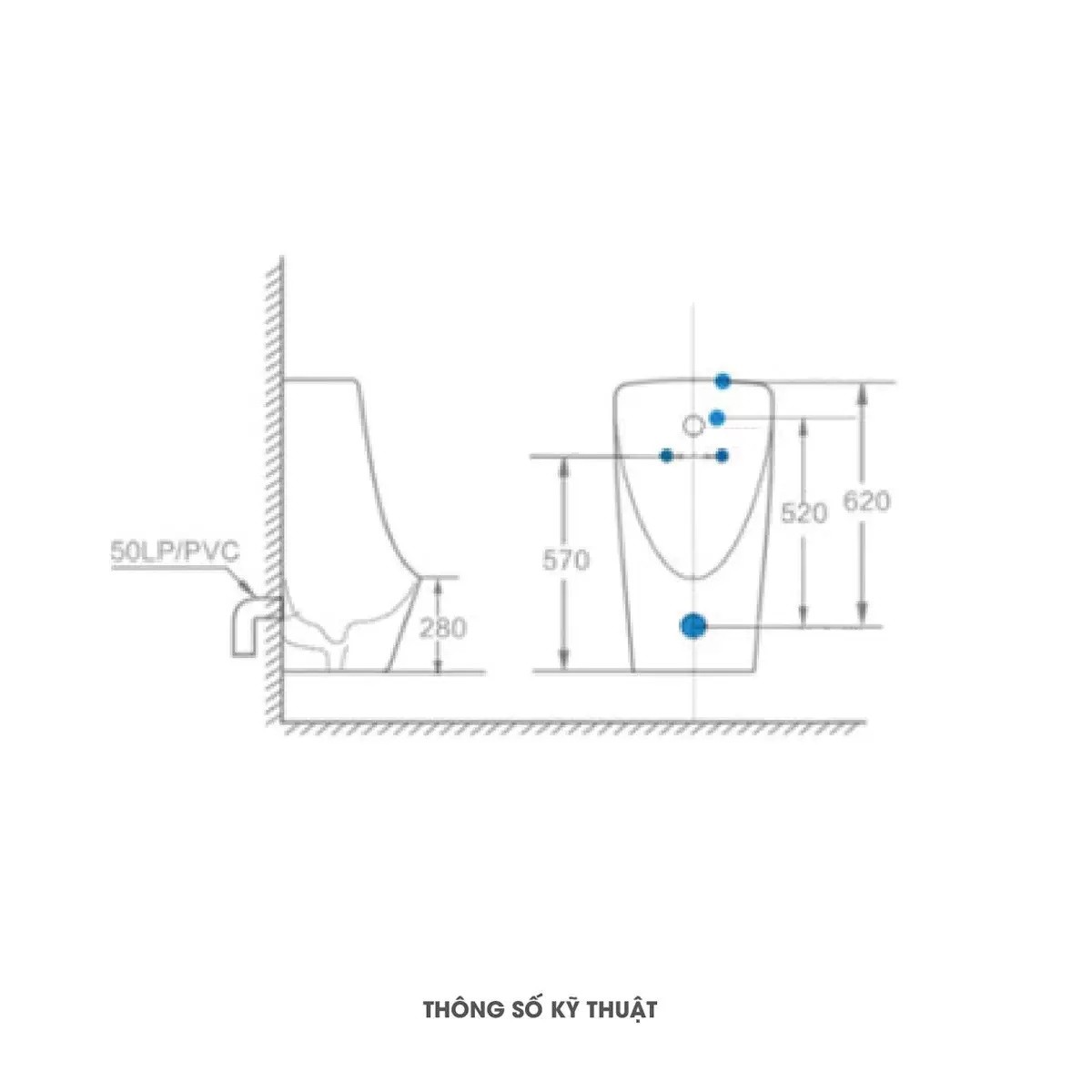 Bản vẽ tiểu nam treo tường cảm ứng Korest TNKR3213