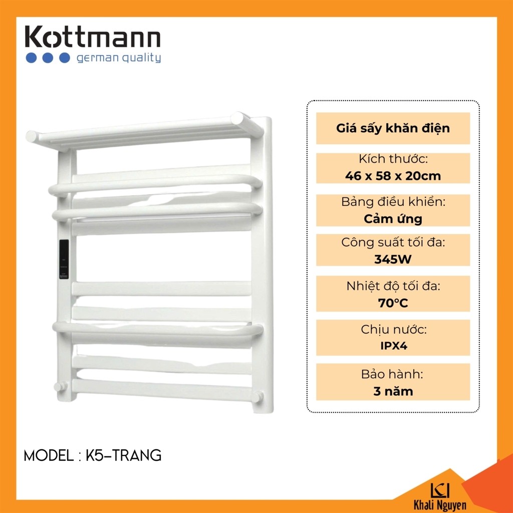 Giá sấy khăn điện Kottmann K5-TRANG