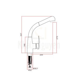 Bản Vẽ Vòi Rửa Bát Lizens 2607 Nóng Lạnh