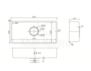 Bản Vẽ Chậu Rửa Bát Inox 1 Hố Lizens LQ-950