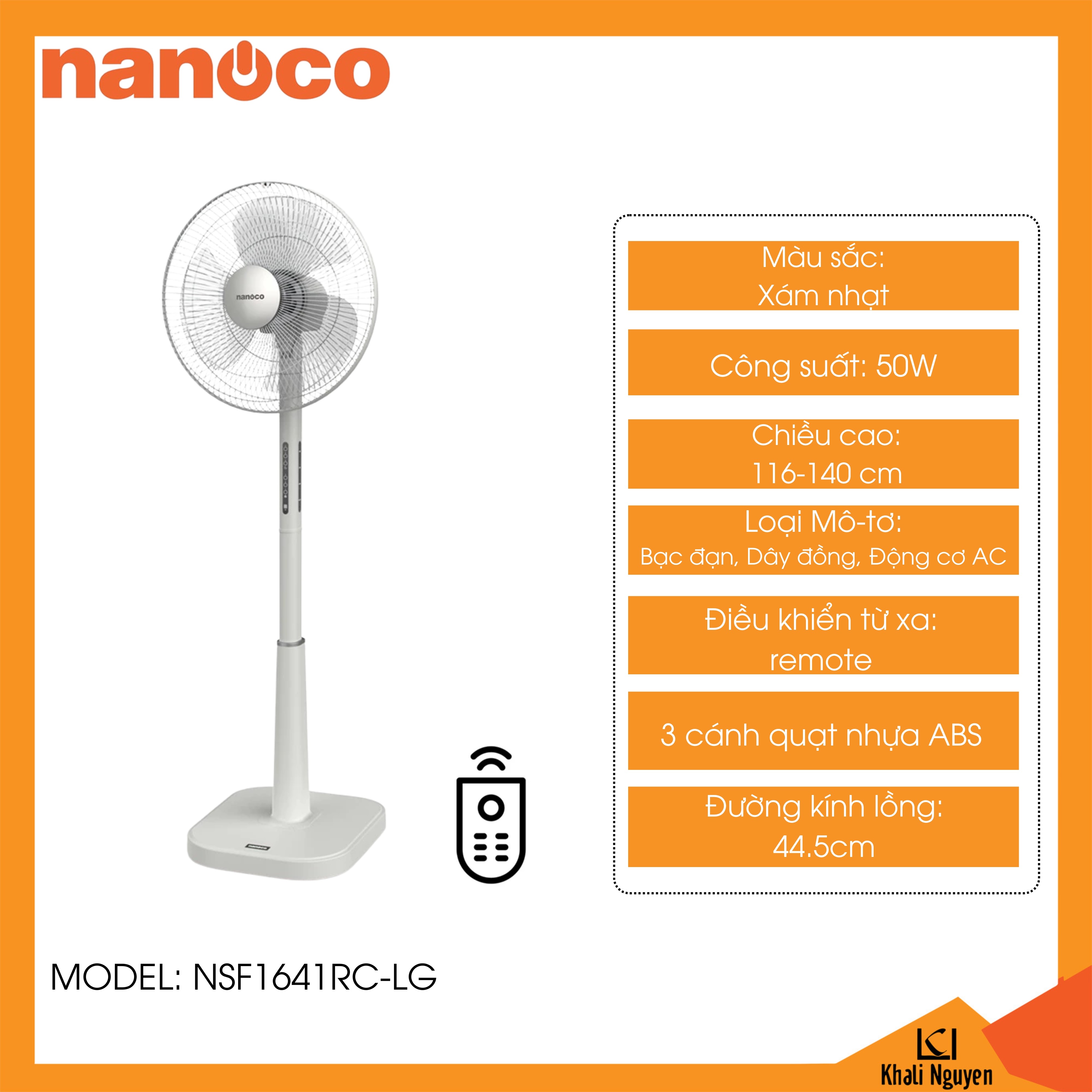Quạt đứng Nanoco NSF1641RC-LG