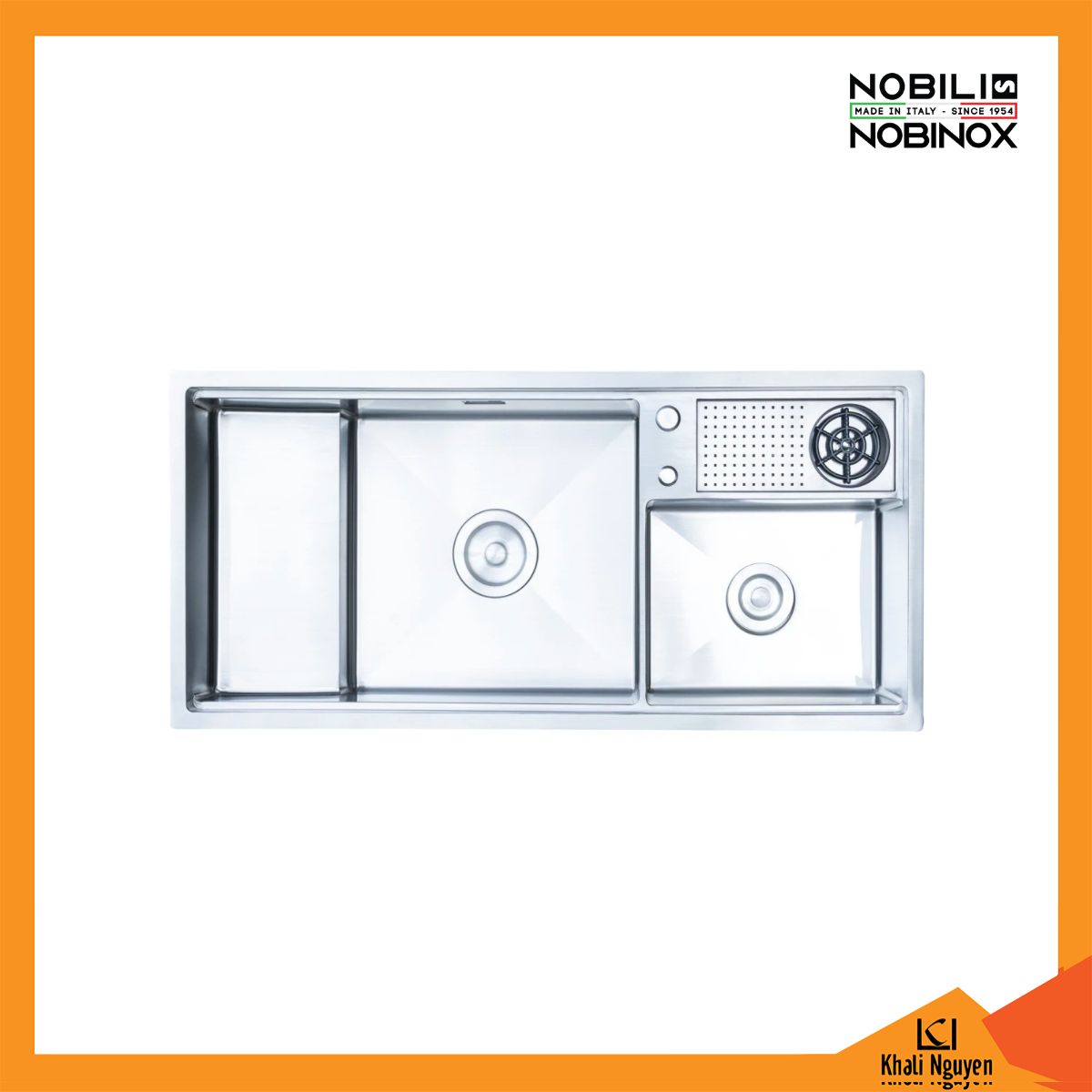 Chậu Rửa Bát 2 Hố Nobinox RAZIA NJ577 1130*520*230mm