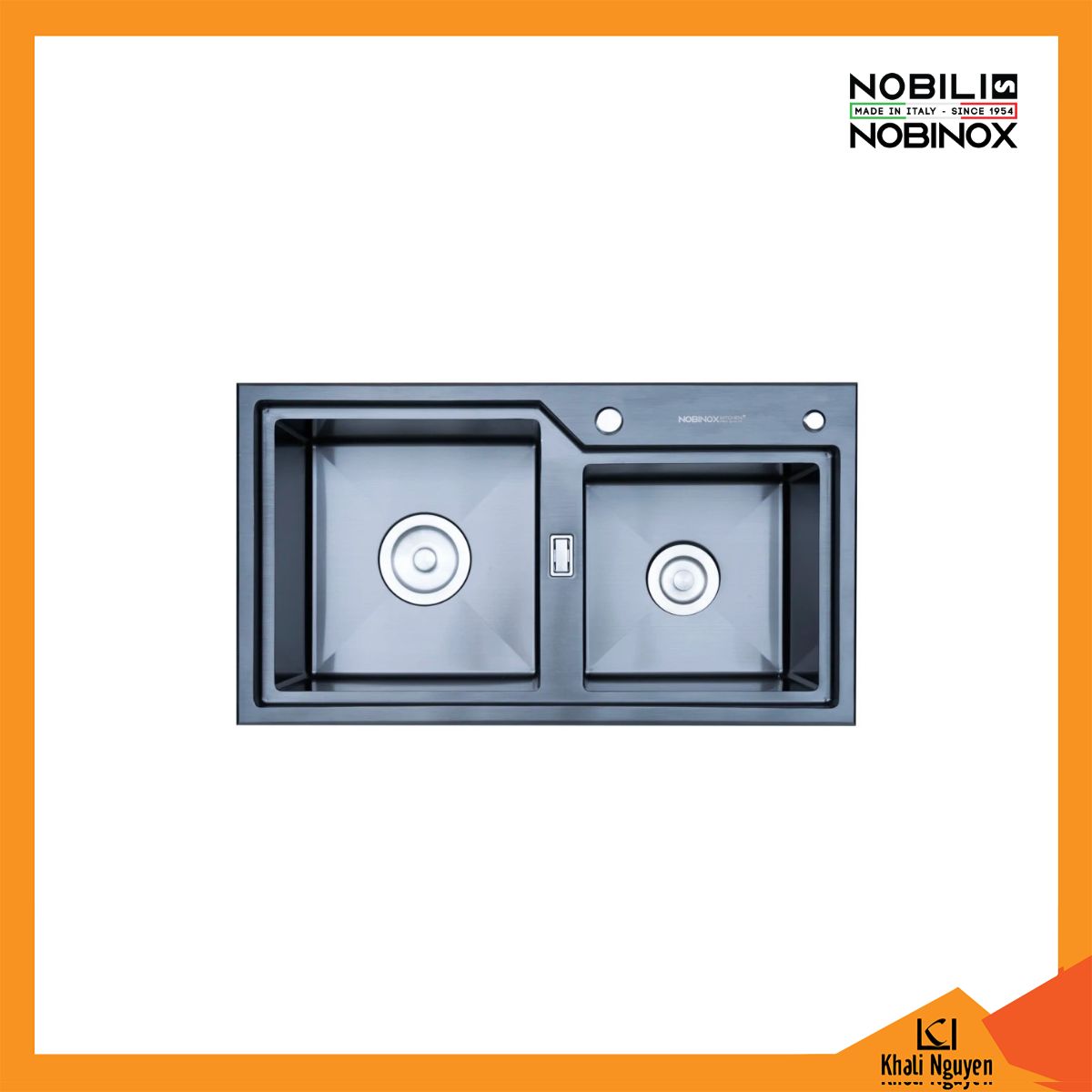 Chậu Rửa Bát 2 Hố Nobinox LUMIA NJ513B 830*460*230mm