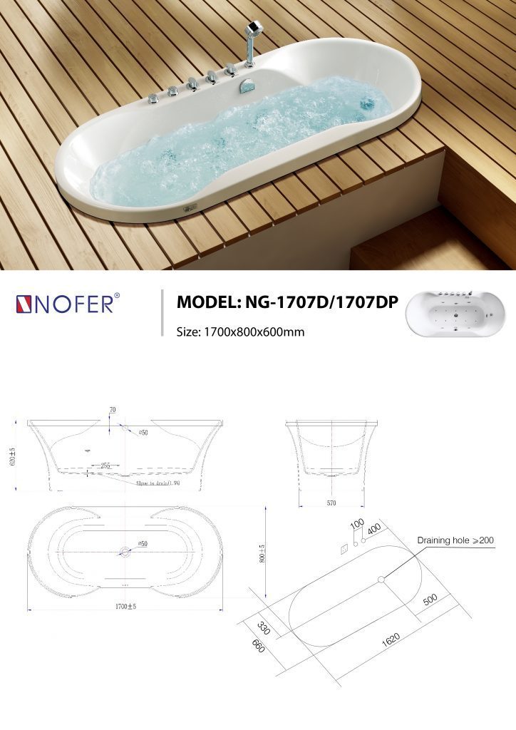 Bản vẽ kỹ thuật bồn tắm massage NG-1707D