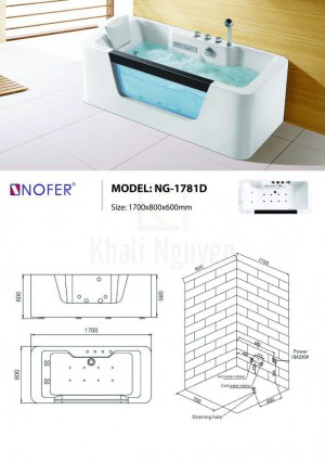 Bản vẽ kỹ thuật bồn tắm massage NG-1781D