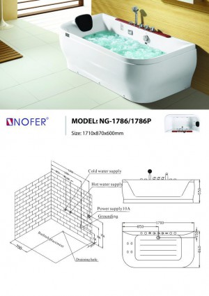 Bản vẽ kỹ thuật bồn tắm massage NG-1786