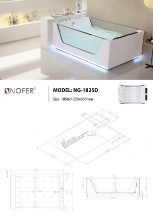 Sơ đồ kỹ thuật bồn tắm massage NG-1825D