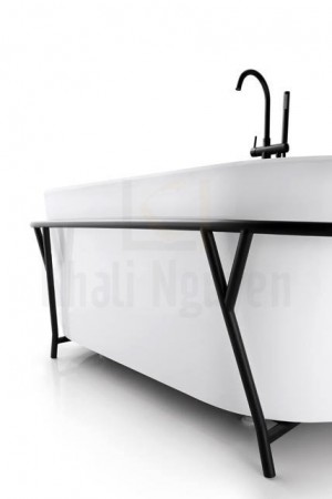 Bộ khung inox màu đen bao quanh bồn tắm NG-1891