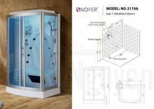 Bản vẽ sơ đồ kỹ thuật phòng xông hơi NG-2119A