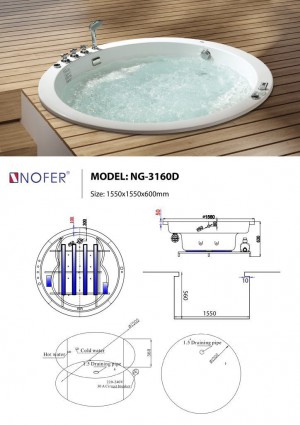 Sơ đồ kỹ thuật bồn nằm đặt sàn NG-3160D