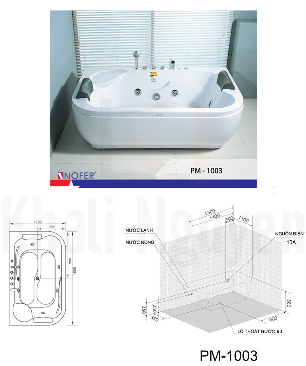 Bản vẽ kỹ thuật bồn tắm PM-1003
