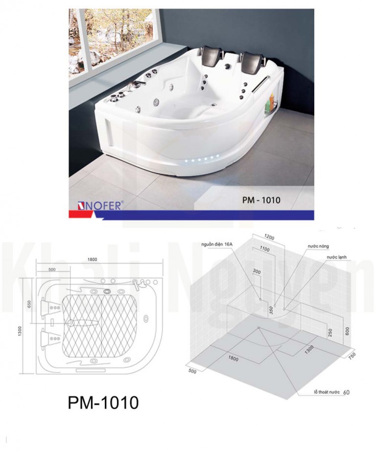 Bản vẽ kỹ thuật bồn tắm massage PM-1010