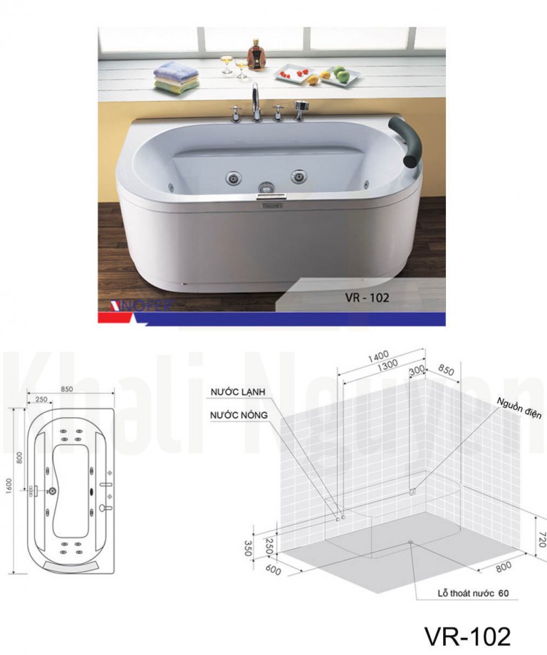 Bản vẽ kỹ thuật bồn tắm VR-102