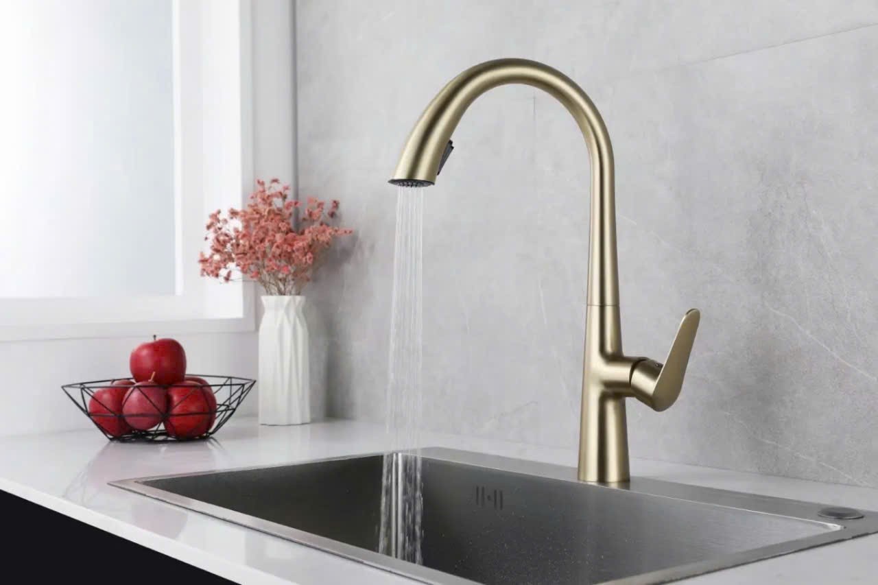 Vòi chậu rửa chén bát bằng đồng - ảnh 8