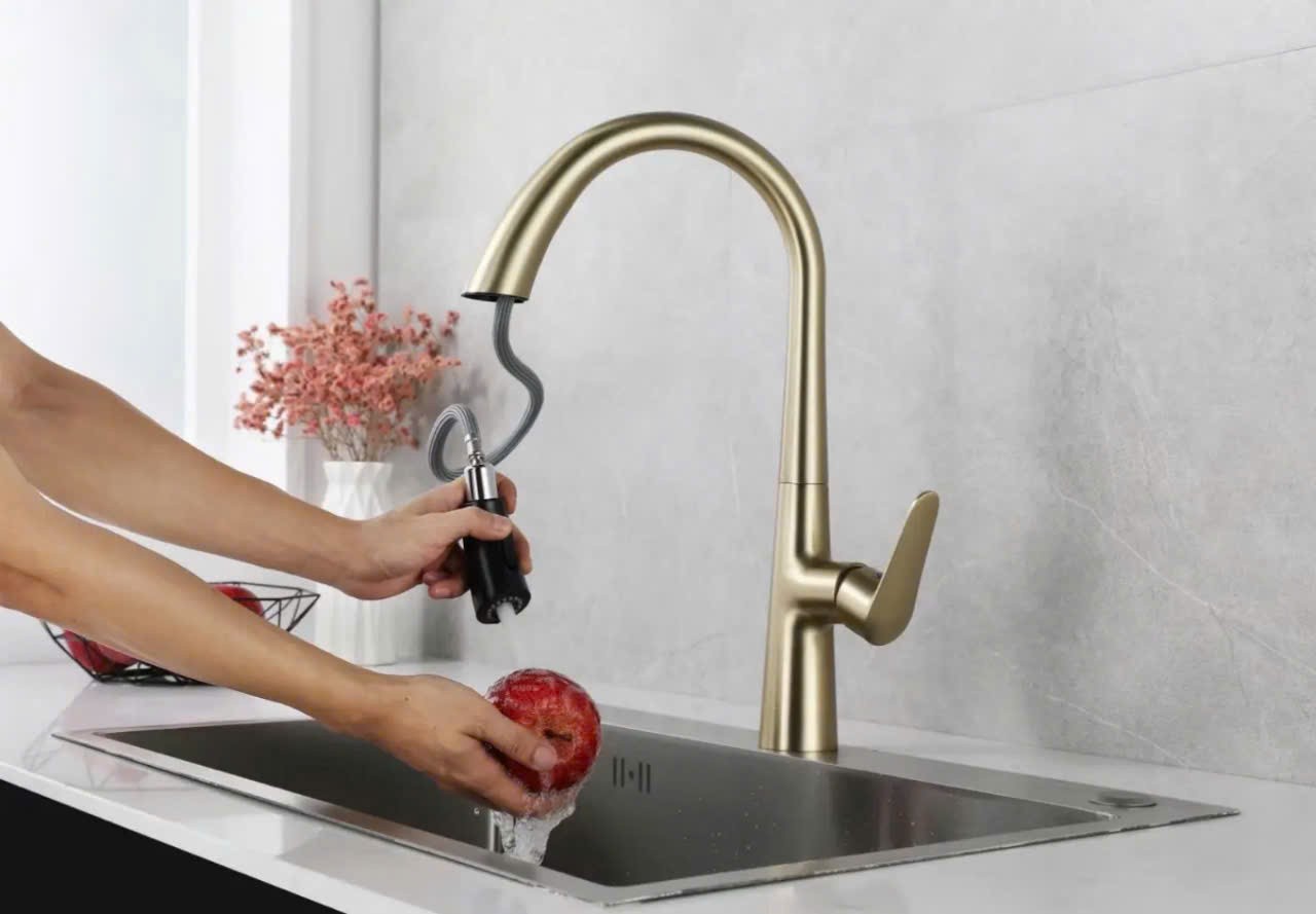 Vòi chậu rửa chén bát bằng đồng - ảnh 5