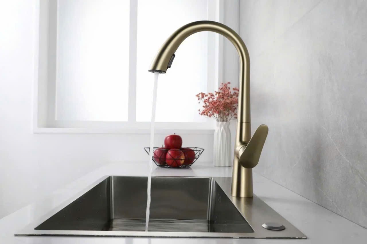 Vòi chậu rửa chén bát bằng đồng - ảnh 6