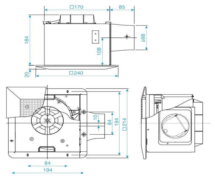 Bản vẽ quạt hút Panasonic FV-17CU9