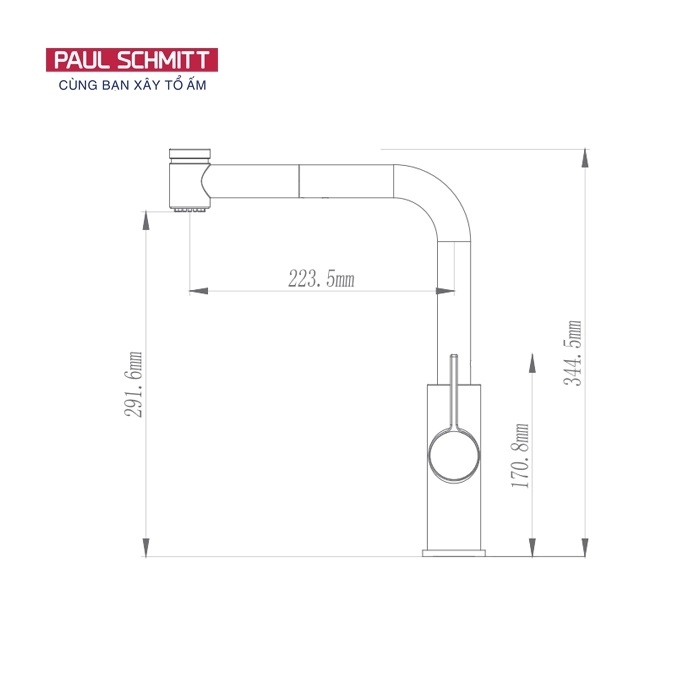 Bản vẽ vòi bếp Paul Schmitt PA327KB