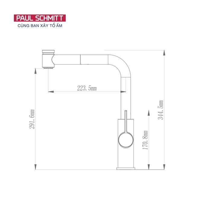 Bản vẽ vòi bếp Paul Schmitt PA327KBN