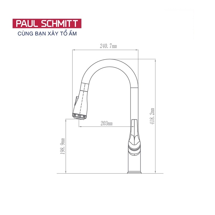 Bản vẽ vòi bếp Paul Schmitt PA332K