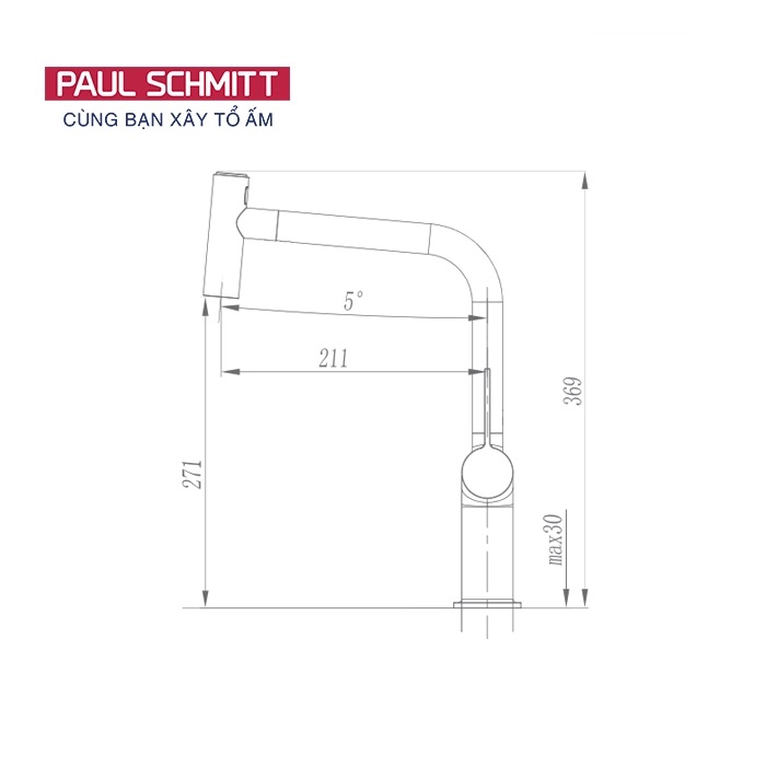 Bản vẽ vòi bếp Paul Schmitt PA337K