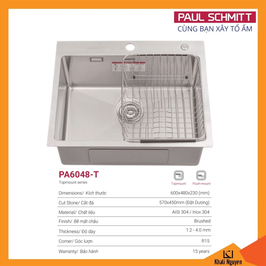 Chậu Rửa Bát Handmade Paul Schmitt PA6048-T