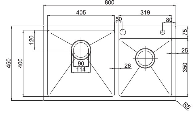 Bản Vẽ Chậu Rửa Bát Handmade Paul Schmitt PA8045-TL