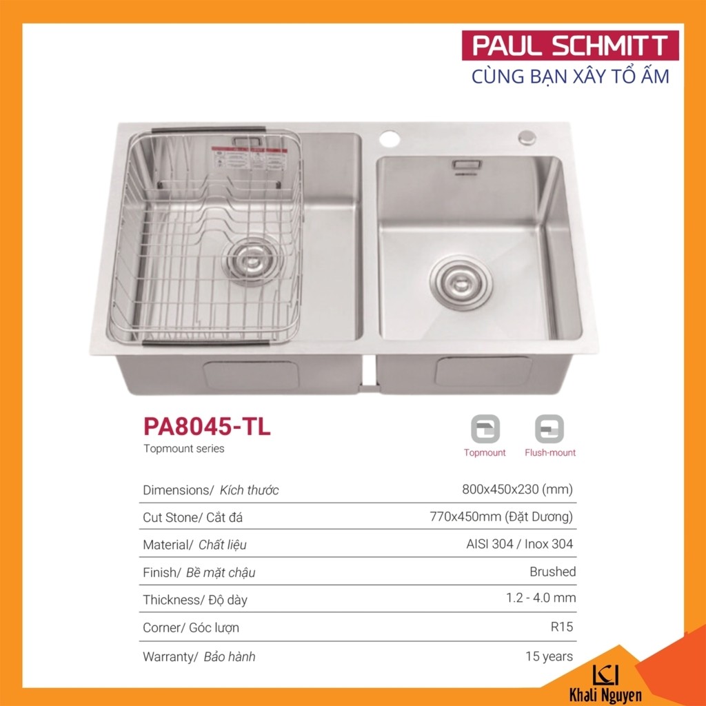 Chậu Rửa Bát Handmade Paul Schmitt PA8045-TL