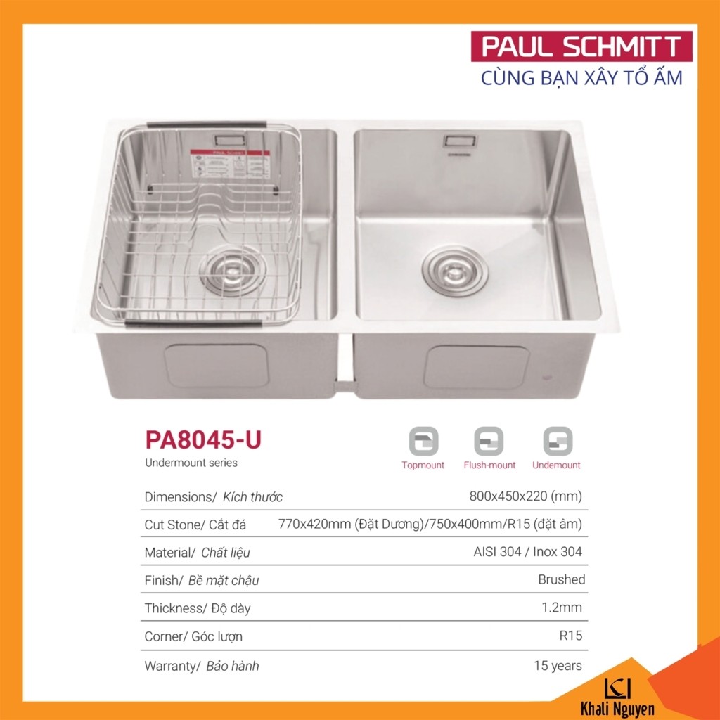 Chậu Rửa Bát Handmade Paul Schmitt PA8045-U