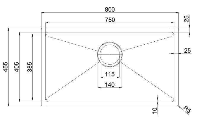 Bản Vẽ Chậu Rửa Bát Handmade Paul Schmitt PA80455-UD