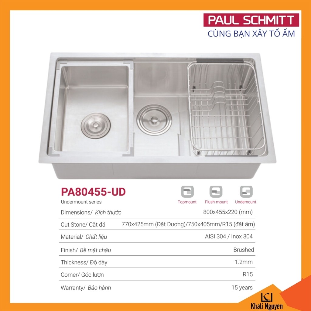 Chậu Rửa Bát Handmade Paul Schmitt PA80455-UD