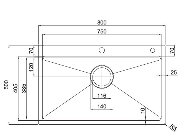 Bản Vẽ Chậu Rửa Bát Handmade Paul Schmitt PA8050-TD