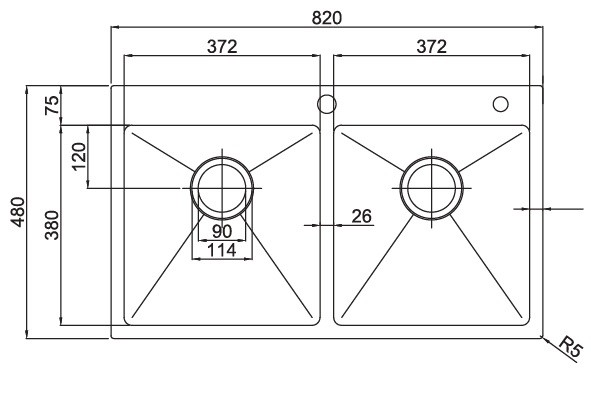 Bản Vẽ Chậu Rửa Bát Handmade Paul Schmitt PA8248-T