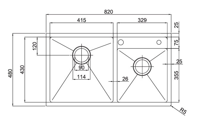 Bản Vẽ Chậu Rửa Bát Handmade Paul Schmitt PA8248-TLD