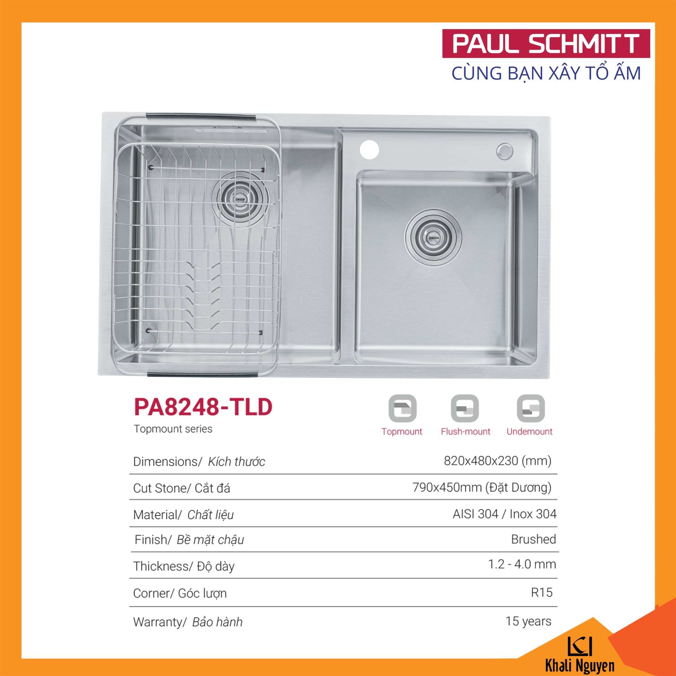 Chậu Rửa Bát Handmade Paul Schmitt PA8248-TLD