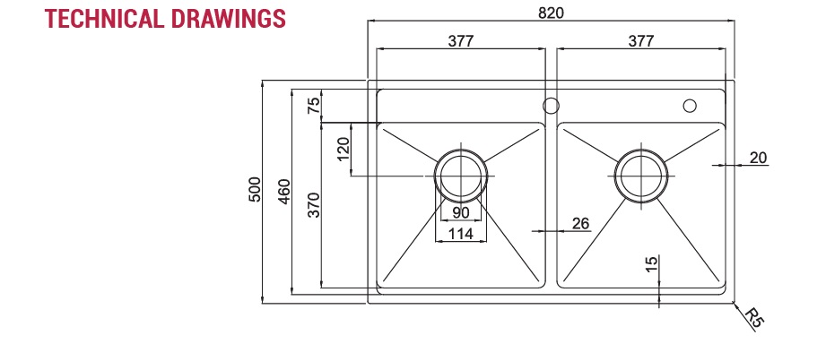 Bản Vẽ Chậu Rửa Bát Paul Schmitt PA8250-TDA