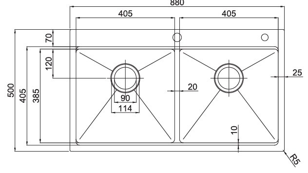 Bản Vẽ Chậu Rửa Bát Handmade Paul Schmitt PA8850-TD