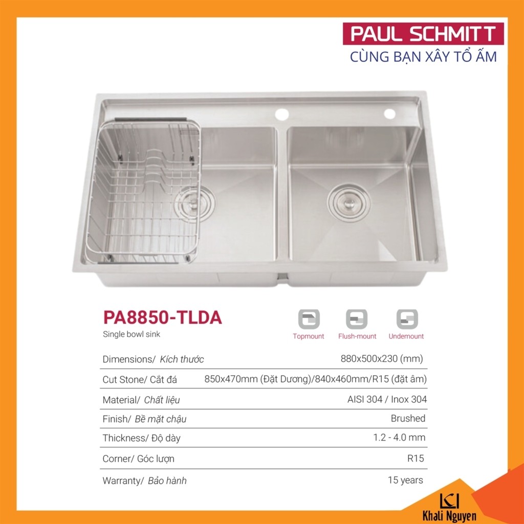 Chậu Rửa Bát Handmade Paul Schmitt PA8850-TLDA