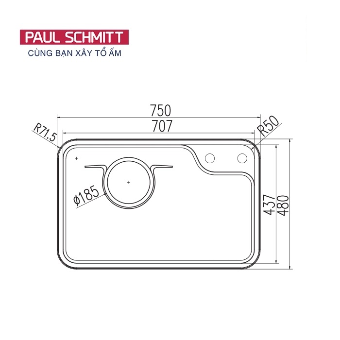 Bản vẽ chậu rửa bát Paul Schmitt PAM7548-TLE