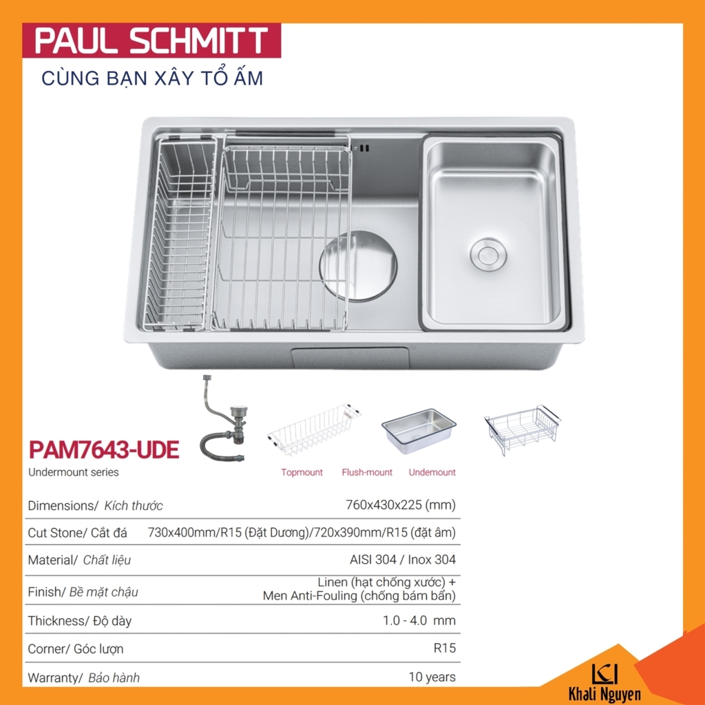 Chậu rửa bát Paul Schmitt PAM7643-UDE